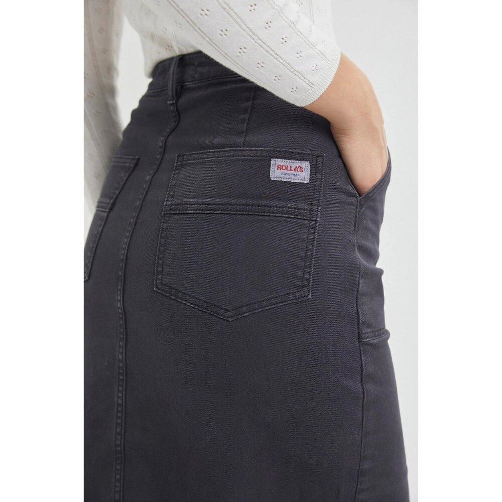 Rolla's Jeans Taper Skirt Washed Black Cotton Midi Size 32 New With Tag - Picture 3 of 7